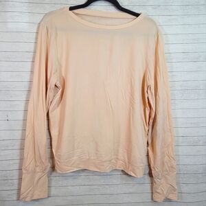 ZYIA LIGHT ORANGE STRIPED LONG SLEEVE TOP, SZ MEDIUM